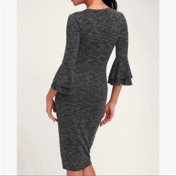 Lulu’s Jony Ribbed Button-Up Midi Sweater Dress Gray Space Dye - Picture 2 of 14